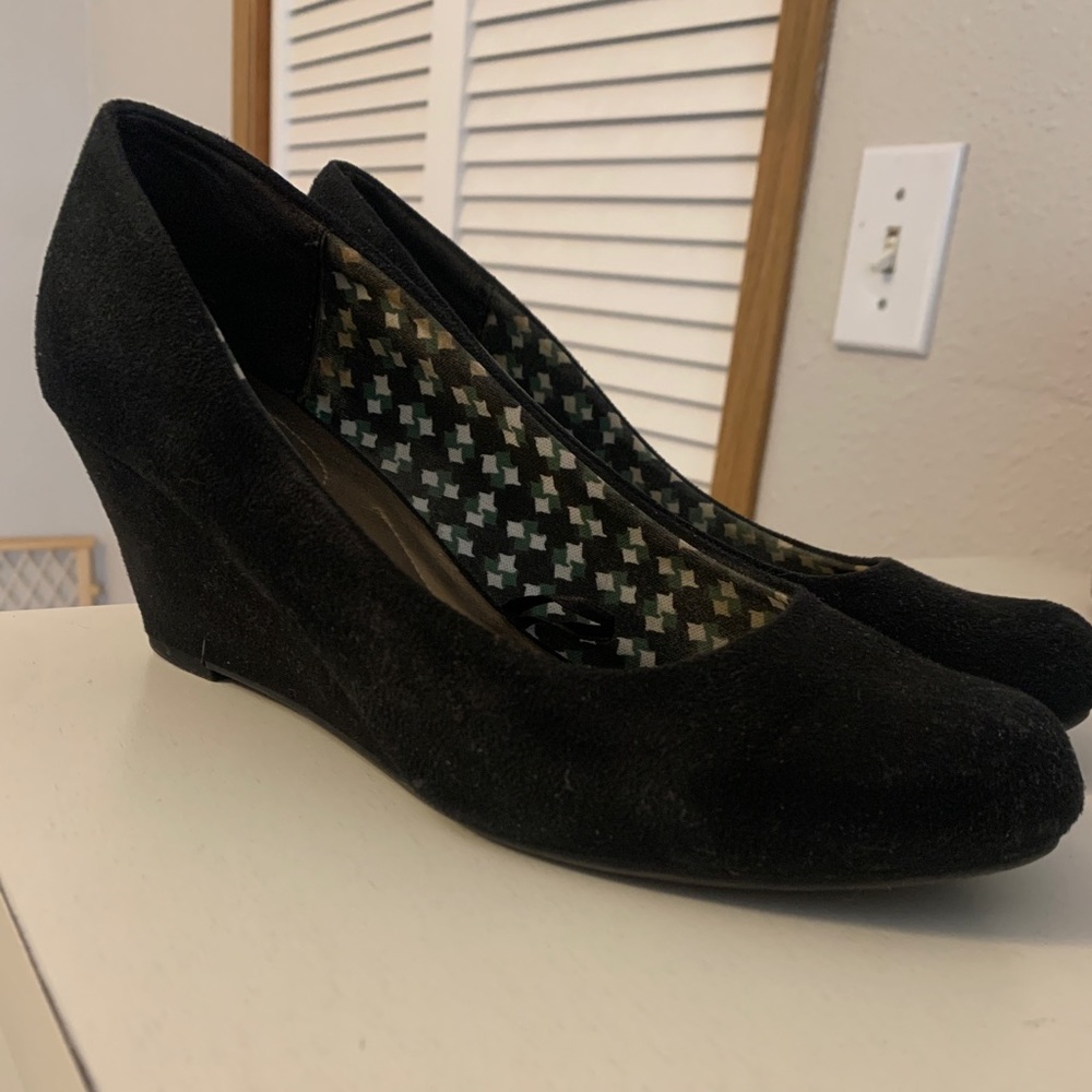 Black Suede Wedges